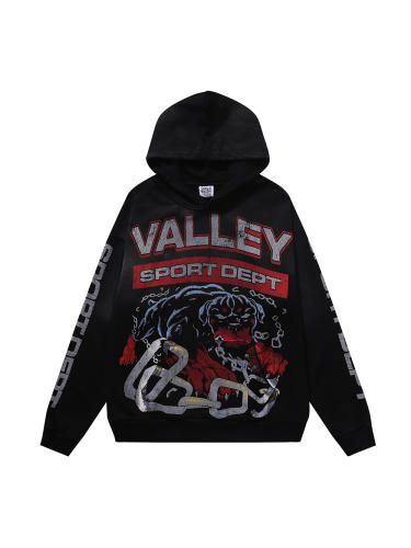 Chain Dog Print Washed Version Hoodie 28746799