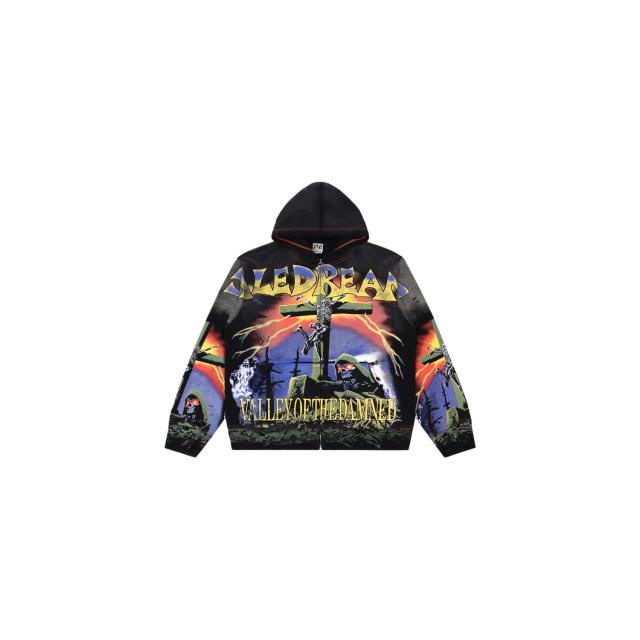 Dark Aesthetic Grim Reaper Graphic Distressed Zip Hoodie 28978141