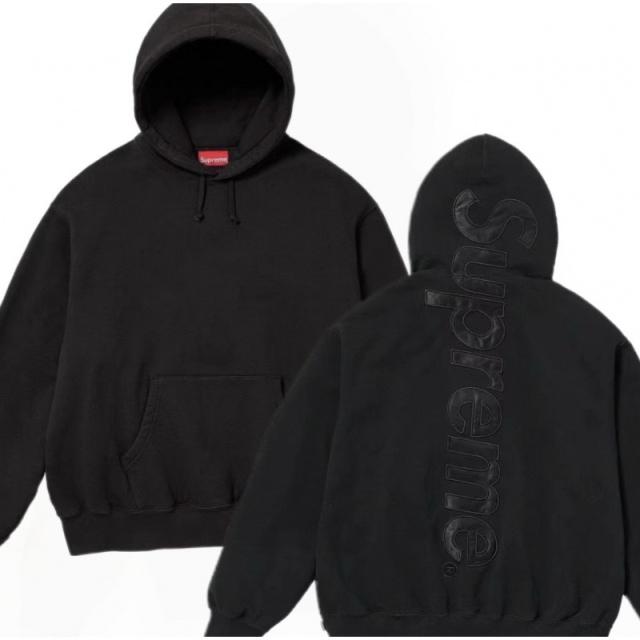 SUPREM* SATIN APPLIQUÉ APPLIQUE HOODED SWEATSHIRT HOODIE