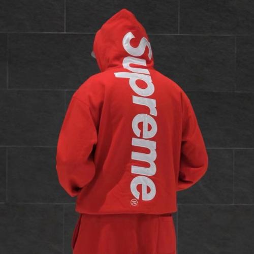 SUPREM* SATIN APPLIQUÉ APPLIQUE HOODED SWEATSHIRT HOODIE