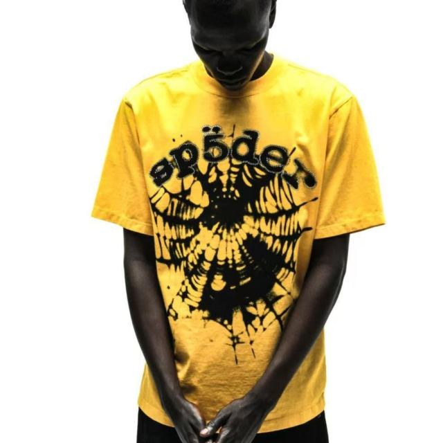 1:1 Top Quality Rhinestone Yellow Fonts Tee