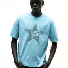 1:1 Top Quality Light Blue T-shirt with Big Star Rhinestones