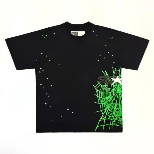 1:1 Top Quality Green Mesh On Side Black Print Tee