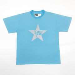 1:1 Top Quality Light Blue T-shirt with Big Star Rhinestones