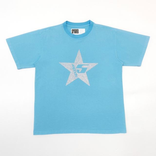 1:1 Top Quality Light Blue T-shirt with Big Star Rhinestones