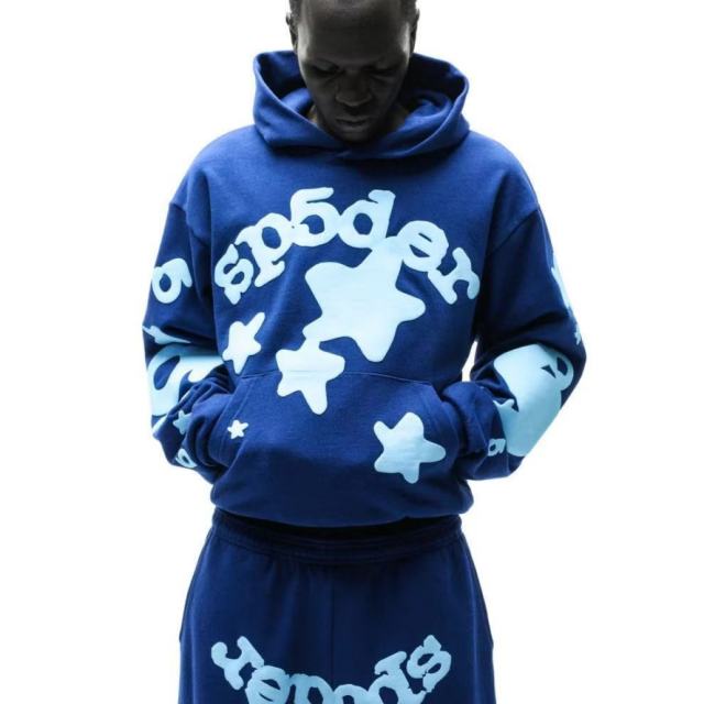 1:1 TOP Quality Reflective Big Star Print Hoodie & Pants Set