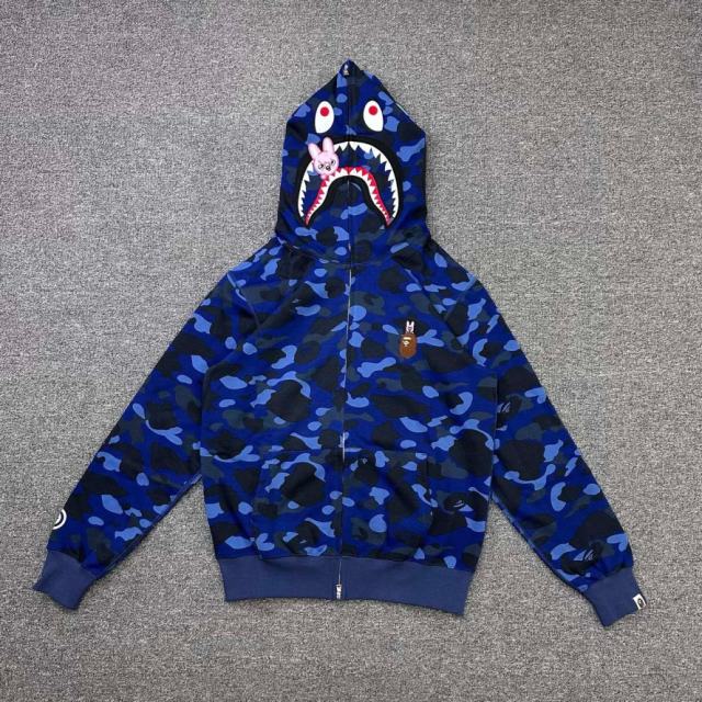 [Best Quality] 1:1 BAPE x Stray Kids Changbin Shark Full Zip Hoodie Navy