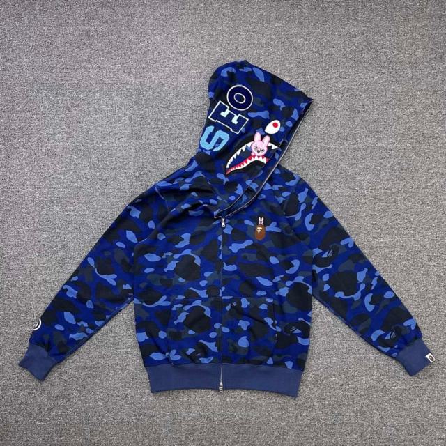 [Best Quality] 1:1 BAPE x Stray Kids Changbin Shark Full Zip Hoodie Navy