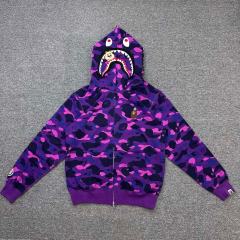 [Best Quality] 1:1 BAPE x Stray Kids Changbin Shark Full Zip Hoodie Purple