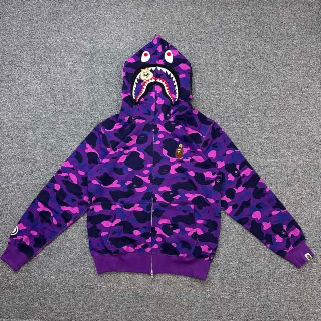 [Best Quality] 1:1 BAPE x Stray Kids Changbin Shark Full Zip Hoodie Purple