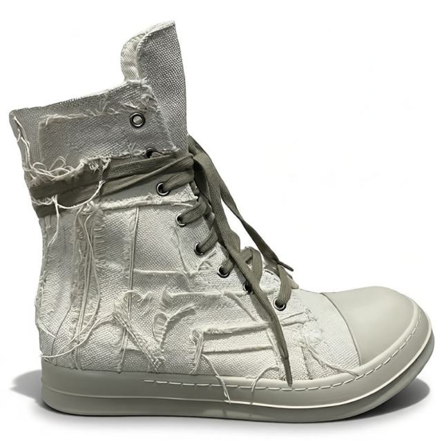 RO Fringe High-Top Canvas Platform Couple Shoes High White (US6-14)