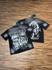 Laugh And Cry Double Face Prayer Print Washed Tee 2 colors 29043140