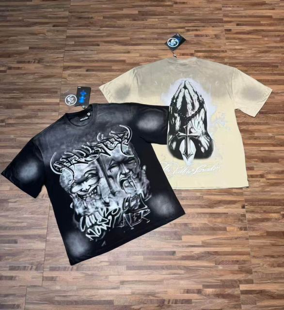 Laugh And Cry Double Face Prayer Print Washed Tee 2 colors 29043140