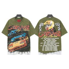 Skeleton Racing Print Washed Version Tee 2 colors 28696498
