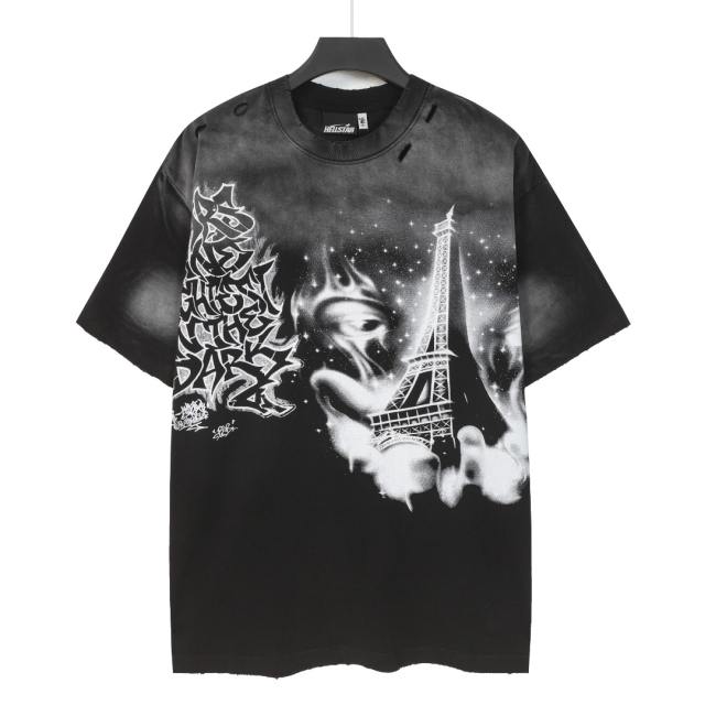 Dark Paris Eiffel Tower Print Washed Tee 2 colors 29043139