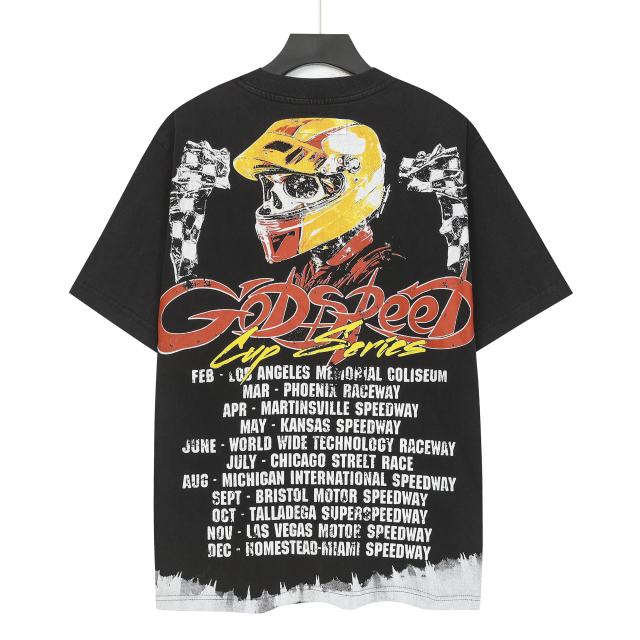 Skeleton Racing Print Washed Version Tee 2 colors 28696498