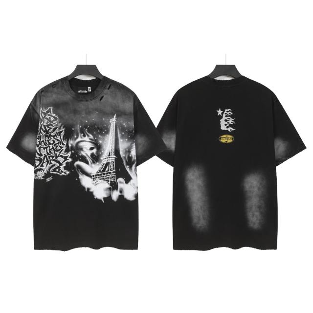 Dark Paris Eiffel Tower Print Washed Tee 2 colors 29043139