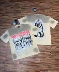 Laugh And Cry Double Face Prayer Print Washed Tee 2 colors 29043140