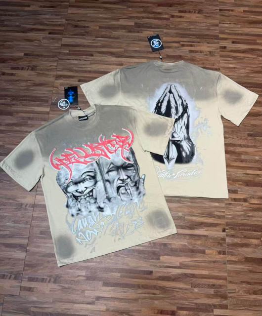 Laugh And Cry Double Face Prayer Print Washed Tee 2 colors 29043140