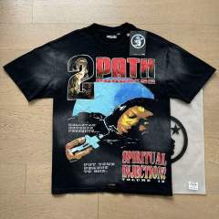 Letter Print Double-Sided Retro High Street T-shirt 2 colors 29033337