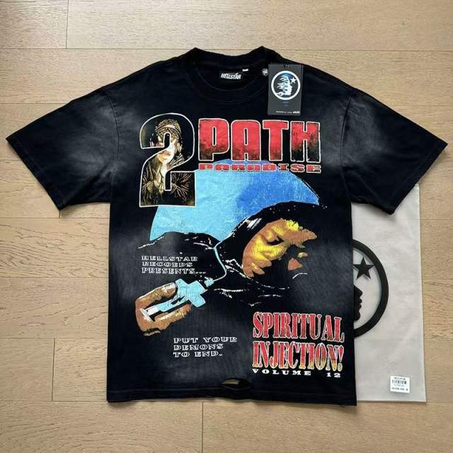 Letter Print Double-Sided Retro High Street T-shirt 2 colors 29033337
