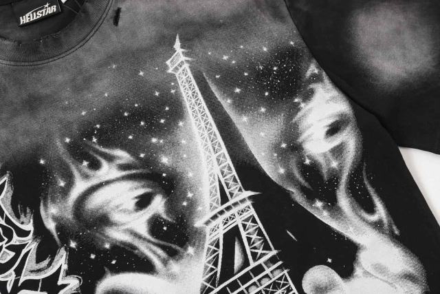 Dark Paris Eiffel Tower Print Washed Tee 2 colors 29043139