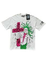 Retro Graffiti Style Cross Print Oversized Cotton T-shirt Tee 29031466