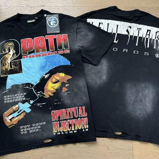 Letter Print Double-Sided Retro High Street T-shirt 2 colors 29033337