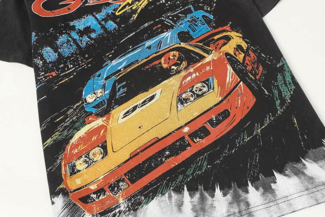 Skeleton Racing Print Washed Version Tee 2 colors 28696498