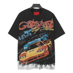 Skeleton Racing Print Washed Version Tee 2 colors 28696498