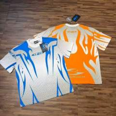 Flame Mesh Print Oversized Jersey Style T-shirt 2 colors 29032868