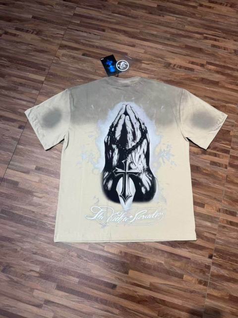 Laugh And Cry Double Face Prayer Print Washed Tee 2 colors 29043140