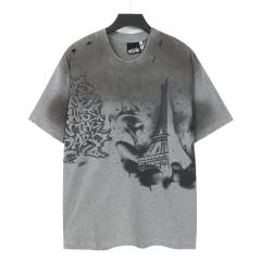 Dark Paris Eiffel Tower Print Washed Tee 2 colors 29043139