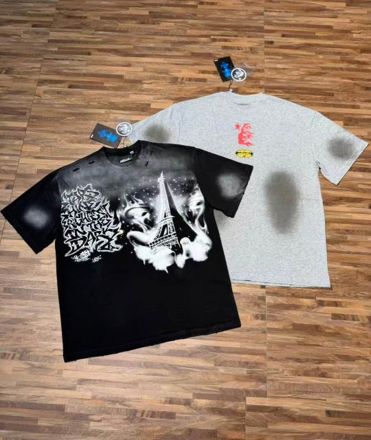 Dark Paris Eiffel Tower Print Washed Tee 2 colors 29043139
