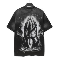 Laugh And Cry Double Face Prayer Print Washed Tee 2 colors 29043140