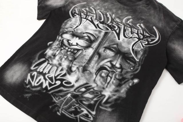 Laugh And Cry Double Face Prayer Print Washed Tee 2 colors 29043140