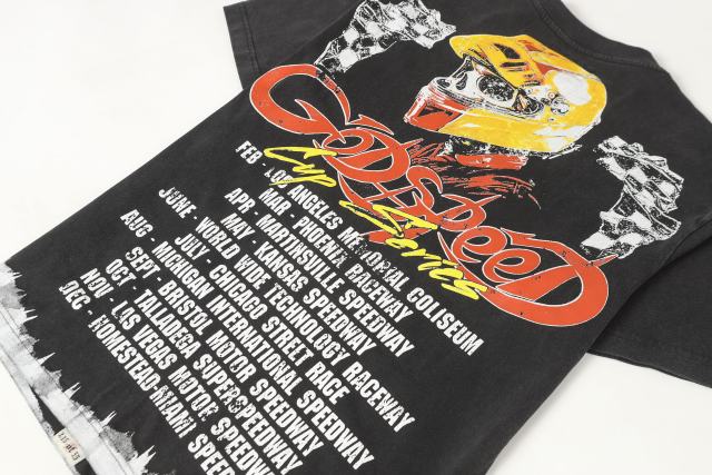 Skeleton Racing Print Washed Version Tee 2 colors 28696498