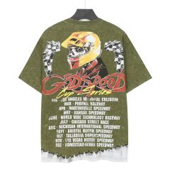 Skeleton Racing Print Washed Version Tee 2 colors 28696498