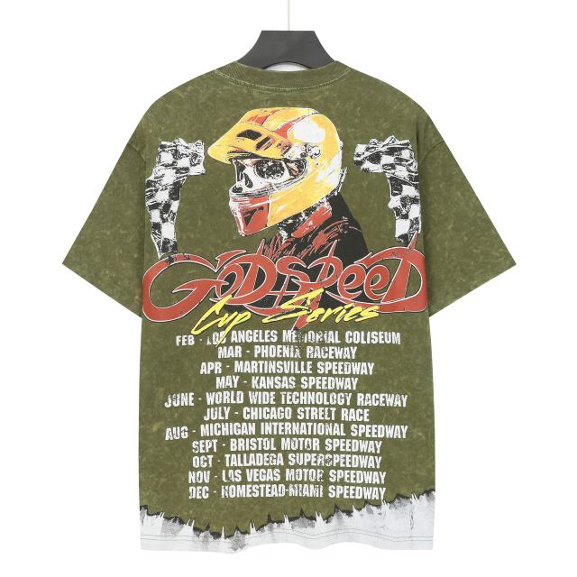 Skeleton Racing Print Washed Version Tee 2 colors 28696498