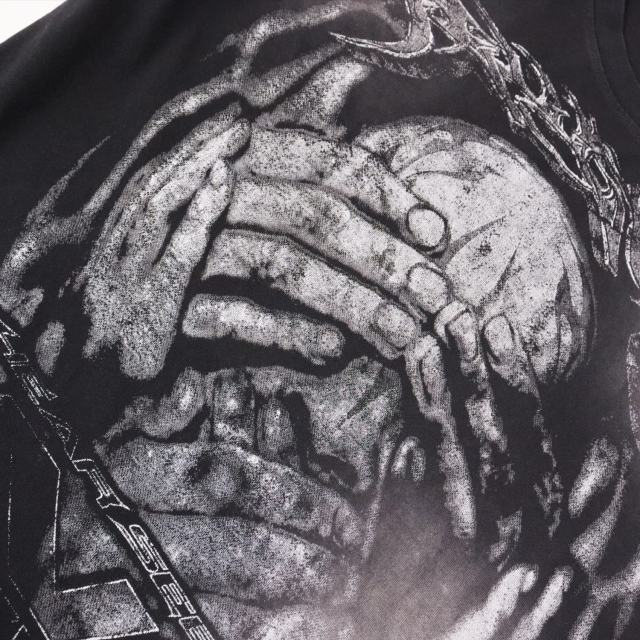 No Evil kull With Covered Eyes Print Washed T-Shirt Tee 28979130