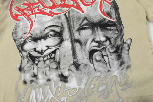 Laugh And Cry Double Face Prayer Print Washed Tee 2 colors 29043140