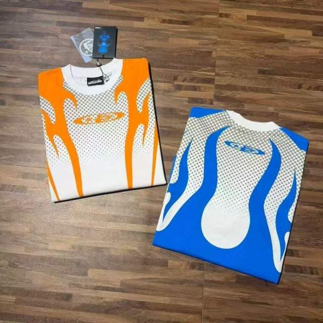 Flame Mesh Print Oversized Jersey Style T-shirt 2 colors 29032868