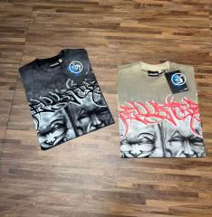 Laugh And Cry Double Face Prayer Print Washed Tee 2 colors 29043140