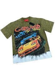 Skeleton Racing Print Washed Version Tee 2 colors 28696498
