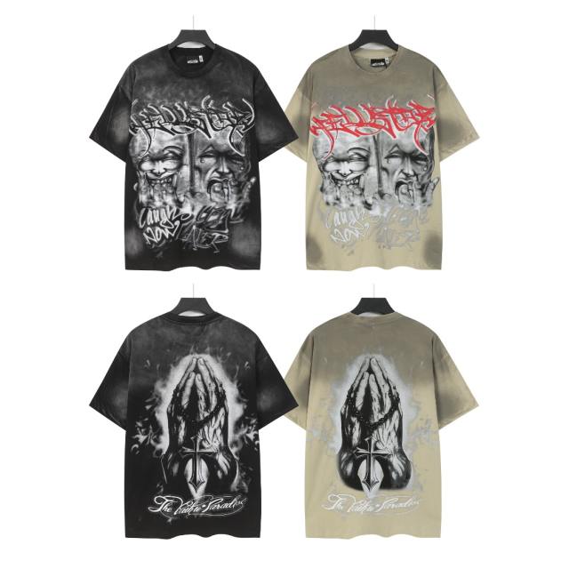 Laugh And Cry Double Face Prayer Print Washed Tee 2 colors 29043140