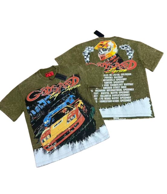 Skeleton Racing Print Washed Version Tee 2 colors 28696498