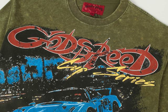 Skeleton Racing Print Washed Version Tee 2 colors 28696498
