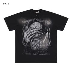No Evil kull With Covered Eyes Print Washed T-Shirt Tee 28979130