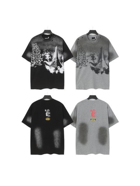 Dark Paris Eiffel Tower Print Washed Tee 2 colors 29043139