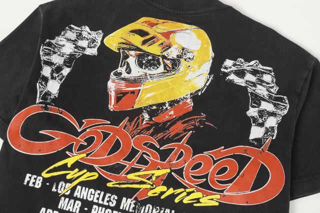 Skeleton Racing Print Washed Version Tee 2 colors 28696498